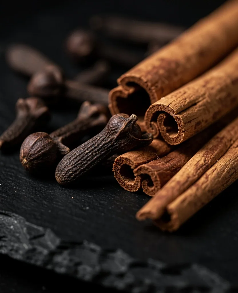 Botanical ingredients on dark surface