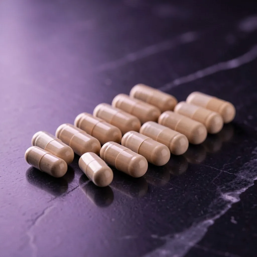 Natural capsules on dark stone